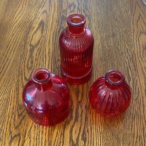 Elegant Red Glass Vase Set